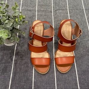 Faux-Leather Slingback Block-Heel Sandals